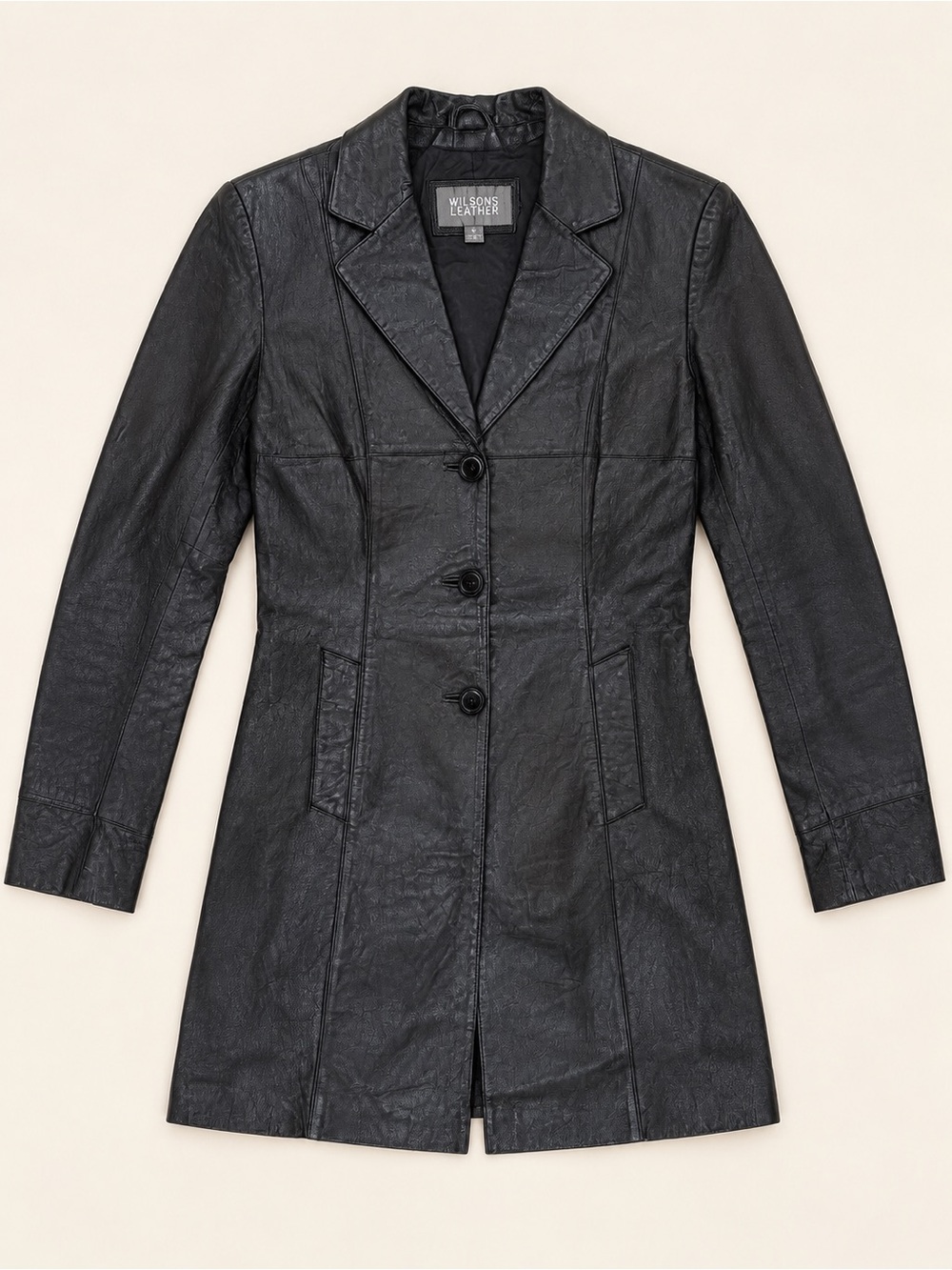 Vintage Wilsons Leather Maxima Black Leather Trench Coat Matrix Jacket S